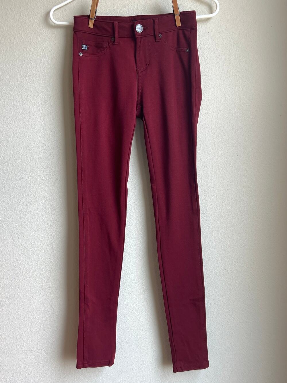 Dear John Maroon Burgundy Skinny Pants Zip Fly Stretch Size Waist 25 XS